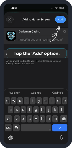 Tap the Add option
